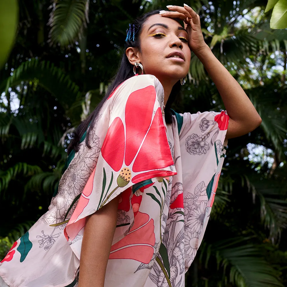 Crepe Silk Floral Kaftan Top