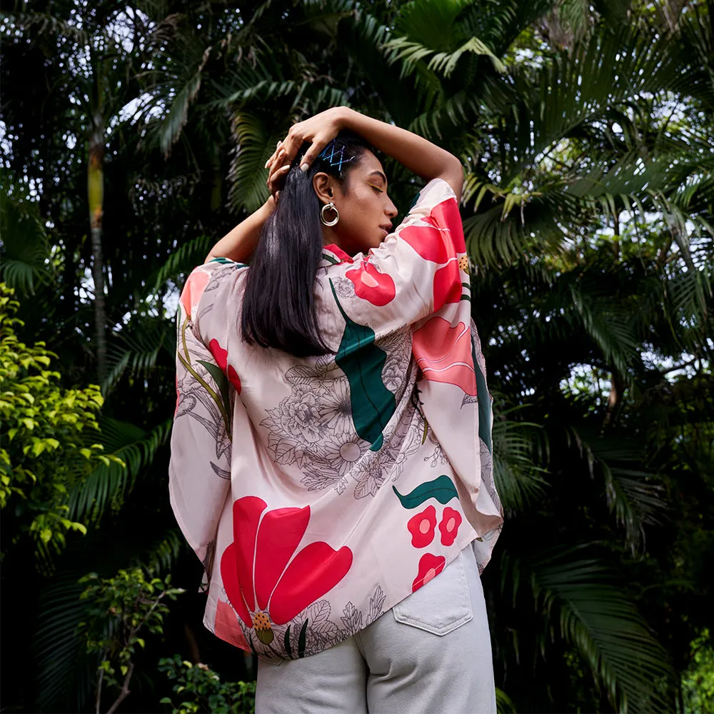 Crepe Silk Floral Kaftan Top