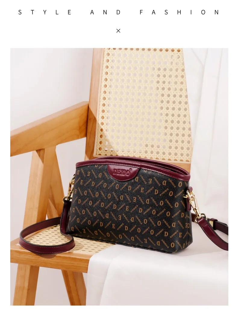 Cute Brown Minimalist Geometric Pattern Rhombus Monogram Luxury Vegan Leather PVC Crossbody Bag for Women, Shoulder Bag, Messenger Bag