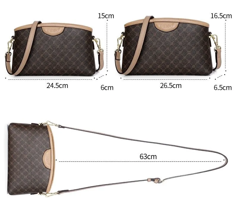 Cute Brown Minimalist Geometric Pattern Rhombus Monogram Luxury Vegan Leather PVC Crossbody Bag for Women, Shoulder Bag, Messenger Bag