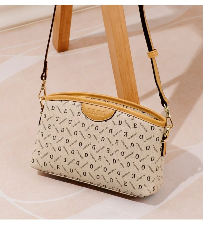 Cute Brown Minimalist Geometric Pattern Rhombus Monogram Luxury Vegan Leather PVC Crossbody Bag for Women, Shoulder Bag, Messenger Bag