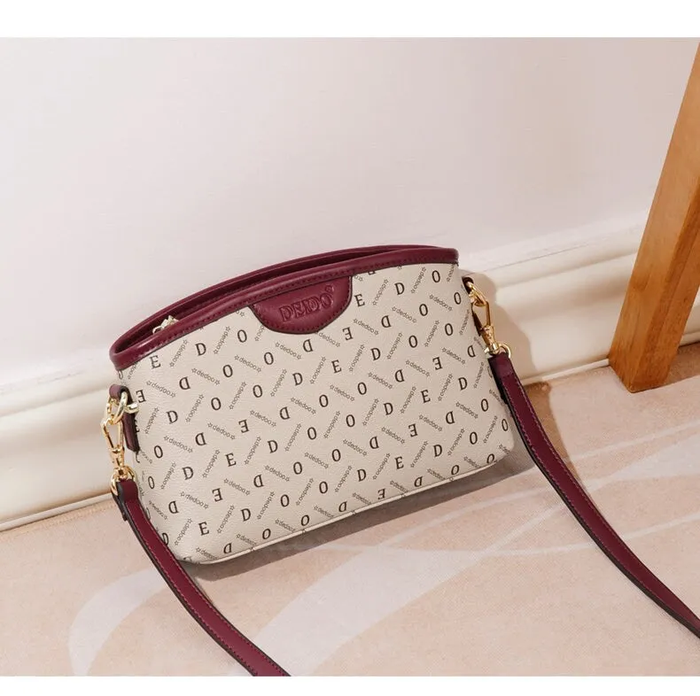 Cute Brown Minimalist Geometric Pattern Rhombus Monogram Luxury Vegan Leather PVC Crossbody Bag for Women, Shoulder Bag, Messenger Bag