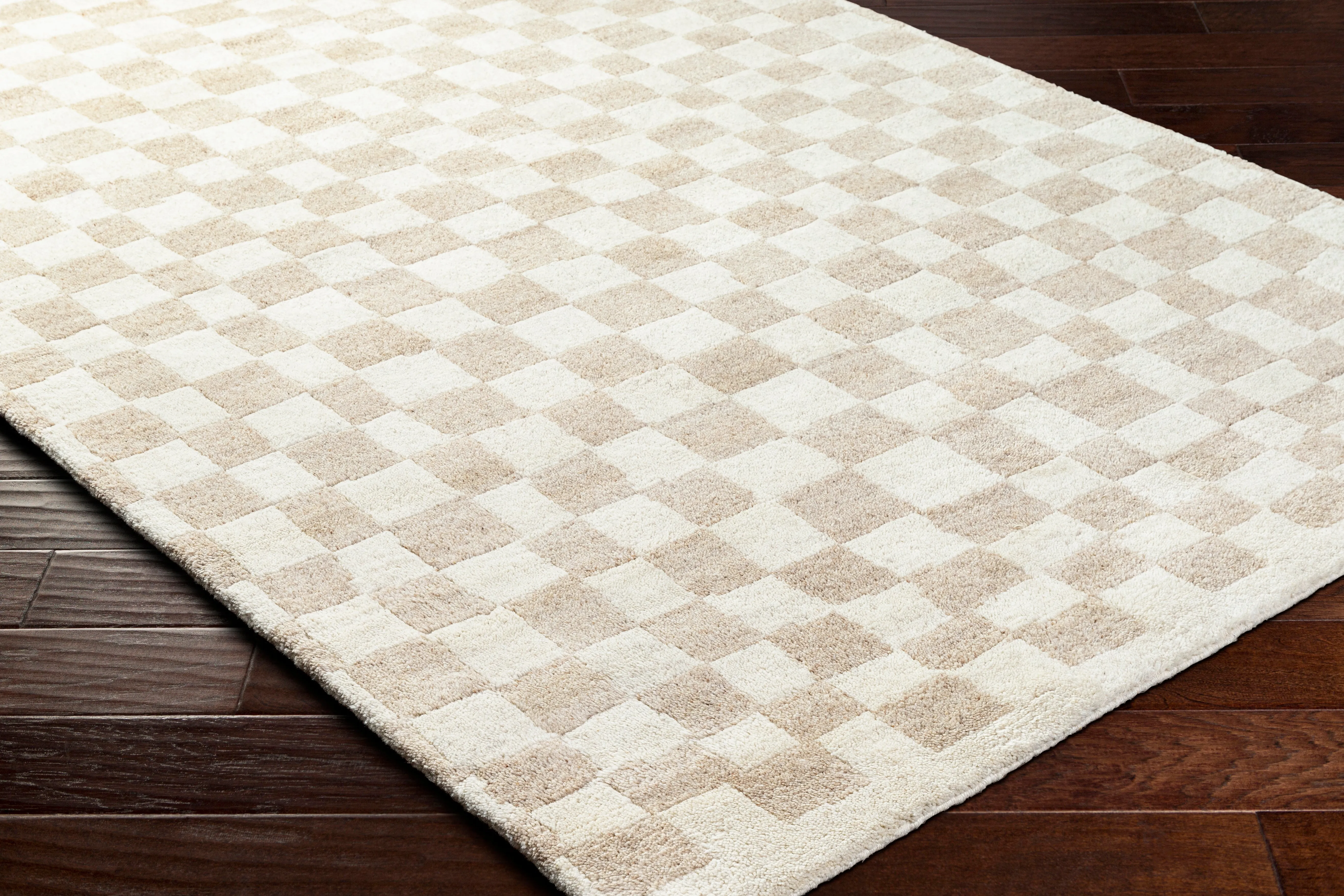 Damian Beige Checkered Rug
