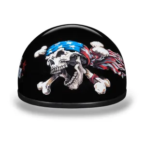 Daytona D.O.T Skull Cap Motorcycle Helmet with Patriot Skull "these colors don't run" logo