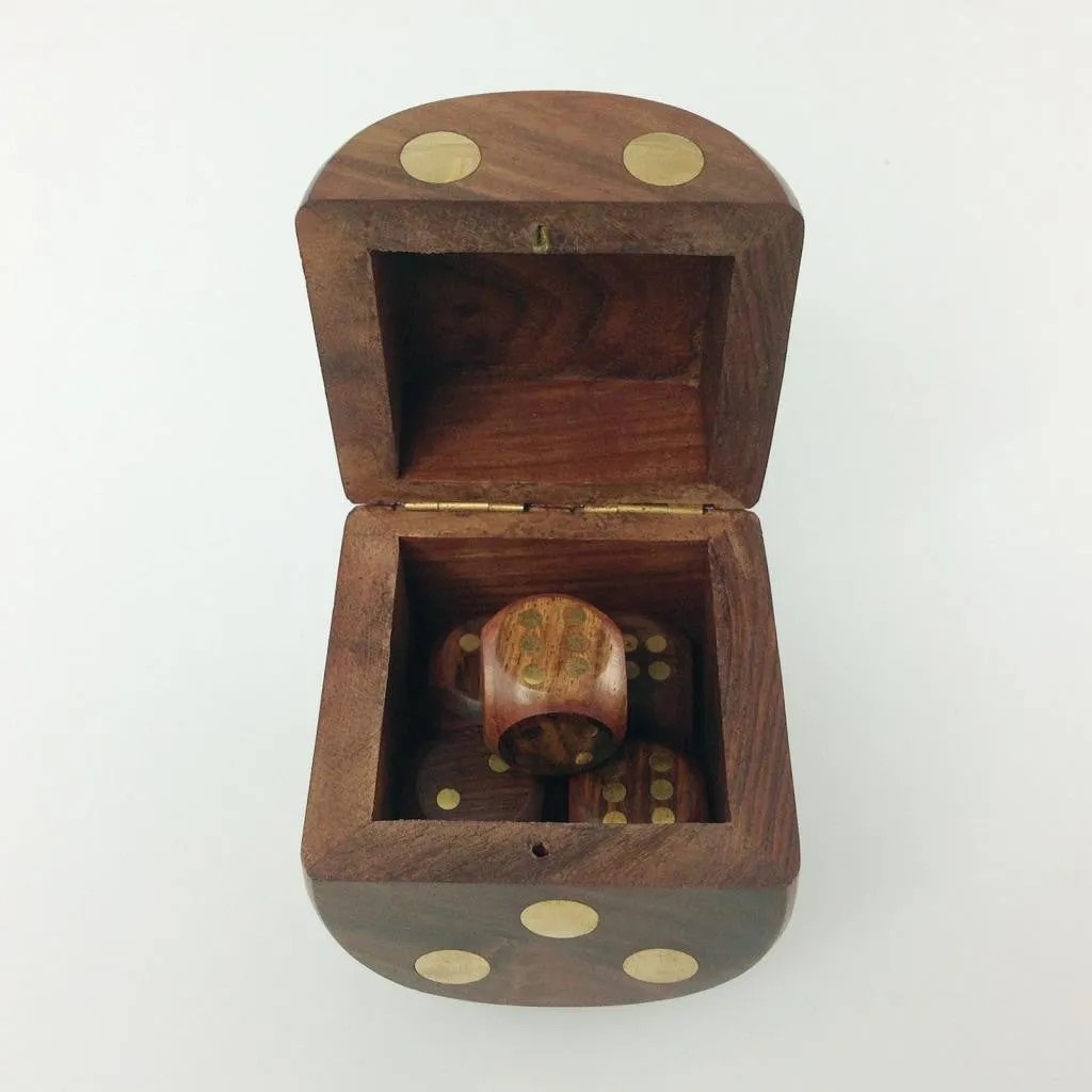 Decorative Hand Carved Dice Box with 5 Dice perfect  Gift for everyone