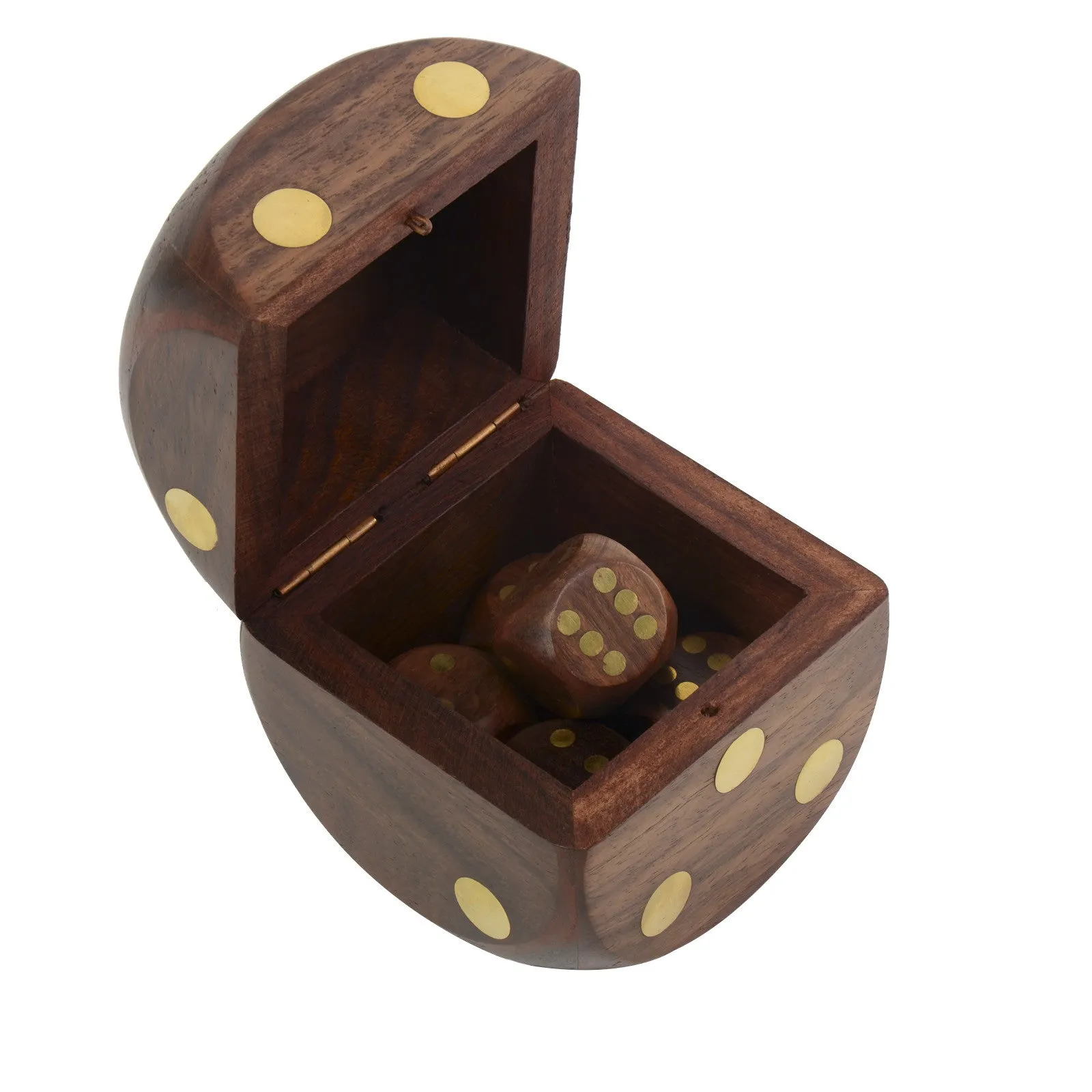 Decorative Hand Carved Dice Box with 5 Dice perfect  Gift for everyone