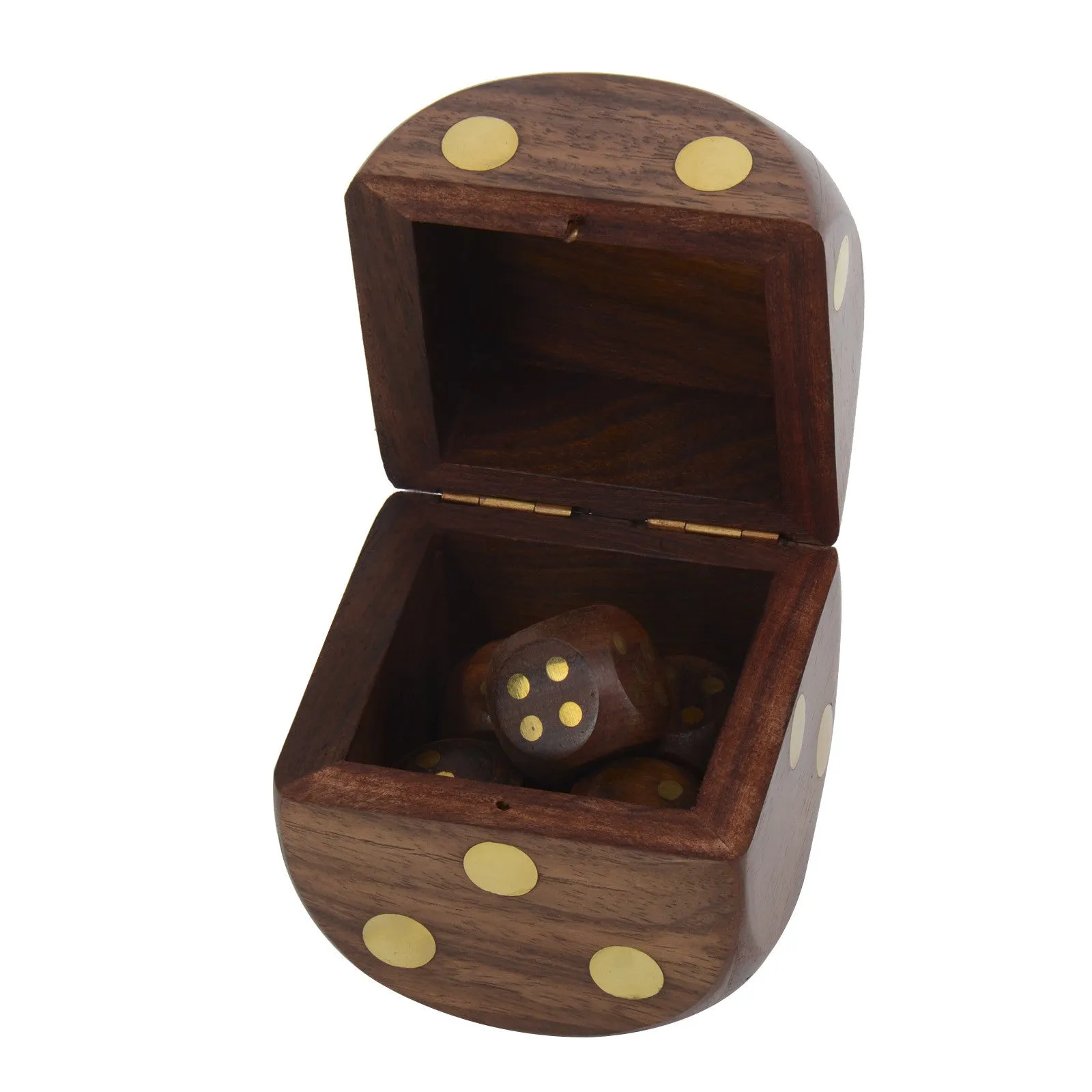 Decorative Hand Carved Dice Box with 5 Dice perfect  Gift for everyone