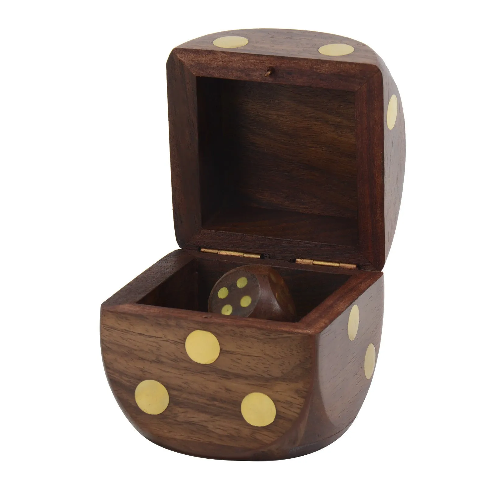 Decorative Hand Carved Dice Box with 5 Dice perfect  Gift for everyone