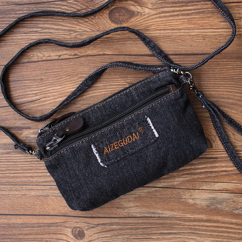 Denim Crossbody Phone Purse Womens Denim Shoulder Bag Small Wristlet Purse