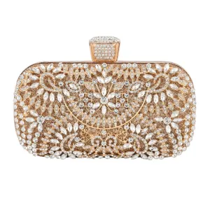 Diamond Evening Clutch Bag For Women Wedding Golden Clutch Purse Chain Shoulder Bag Small Party Handbag With Metal Handle