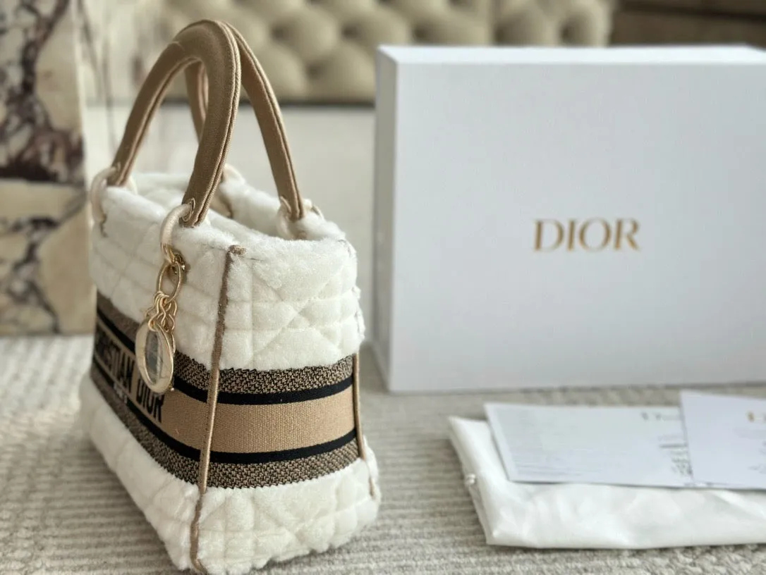 DR472 Medium Lady Dior Bag /  9.5 x 8.5 x 4.5 inches