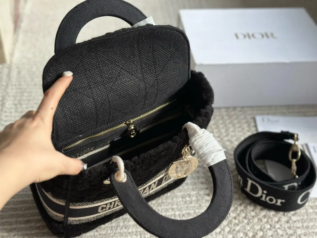 DR472 Medium Lady Dior Bag /  9.5 x 8.5 x 4.5 inches