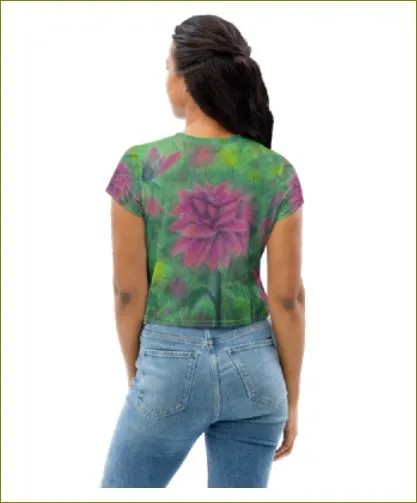 Dreaming of Dahlias ~ All-Over Print Crop Tee