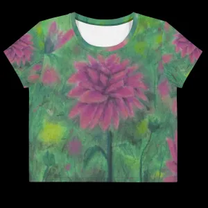 Dreaming of Dahlias ~ All-Over Print Crop Tee