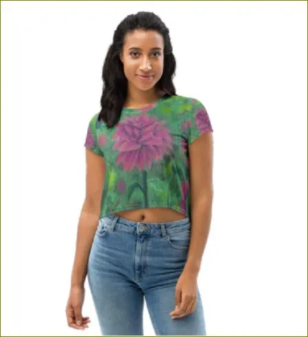 Dreaming of Dahlias ~ All-Over Print Crop Tee