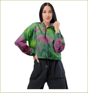 Dreaming of Dahlias ~ Women’s Cropped Windbreaker