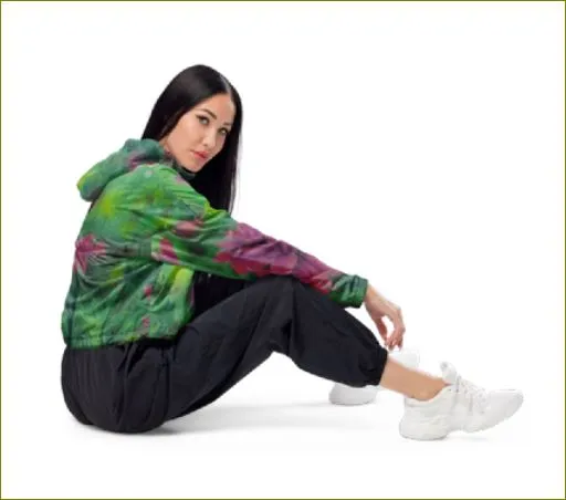 Dreaming of Dahlias ~ Women’s Cropped Windbreaker