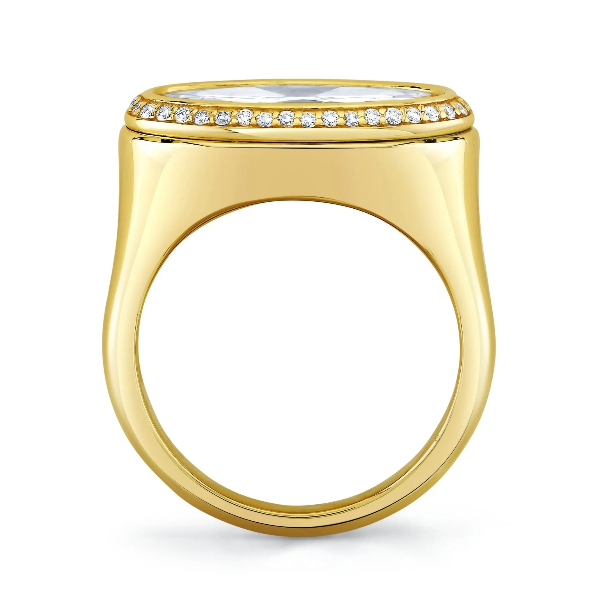 East West Oval Cut Diamond Halo Ring