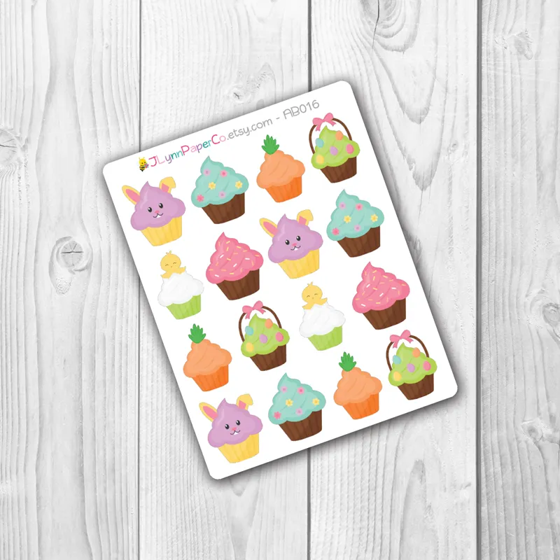Easter Holiday Cupcake Stickers | AB004