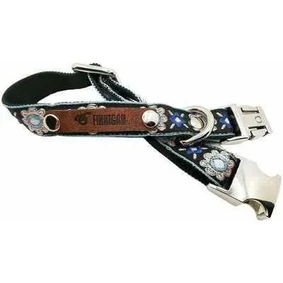 Elegant Cotton Dog Collar with Personalised Engraved Charm by Lollipollipocket