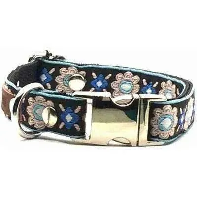 Elegant Cotton Dog Collar with Personalised Engraved Charm by Lollipollipocket