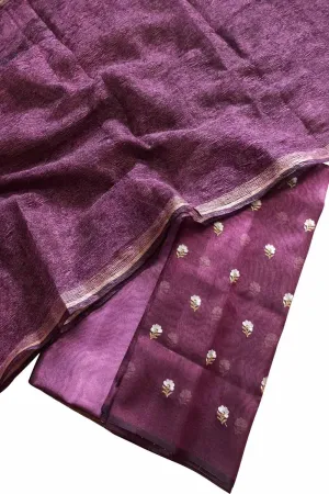 Elegant Purple Silk Suit Set with Exquisite Embroidery