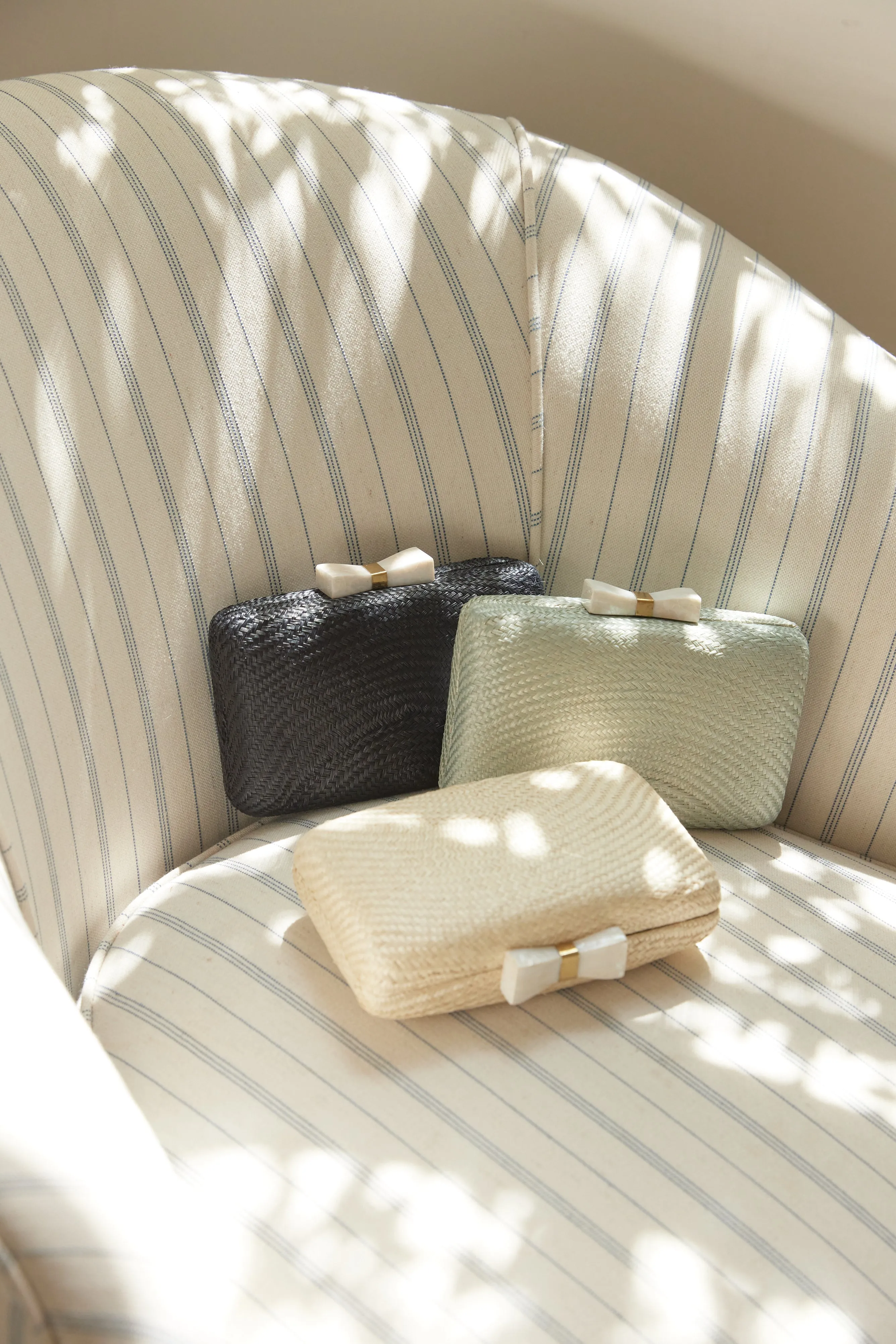 Eloise Bow Straw Clutch Bag