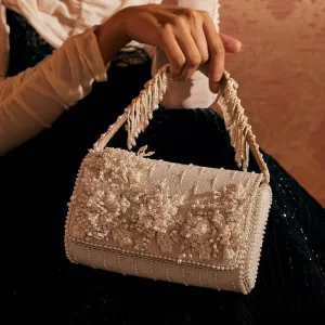 ESME FLAPOVER CLUTCH PRISTINE IVORY WITH HANDLE