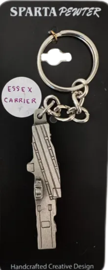 Essex-Class Aircraft Carrier Ship Pewter Keychain