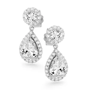 Everlasting Charming - Our Brilliant -Cut Cubic Zirconia Halo Style Drop Earrings.