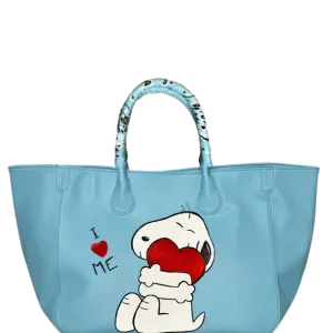 Everyday Vegan Leather Tote - Hand Painted Snoopy