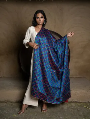 Exquisite & Intricate Hand Embroidered Phulkari Dupatta - Ocean Vibe