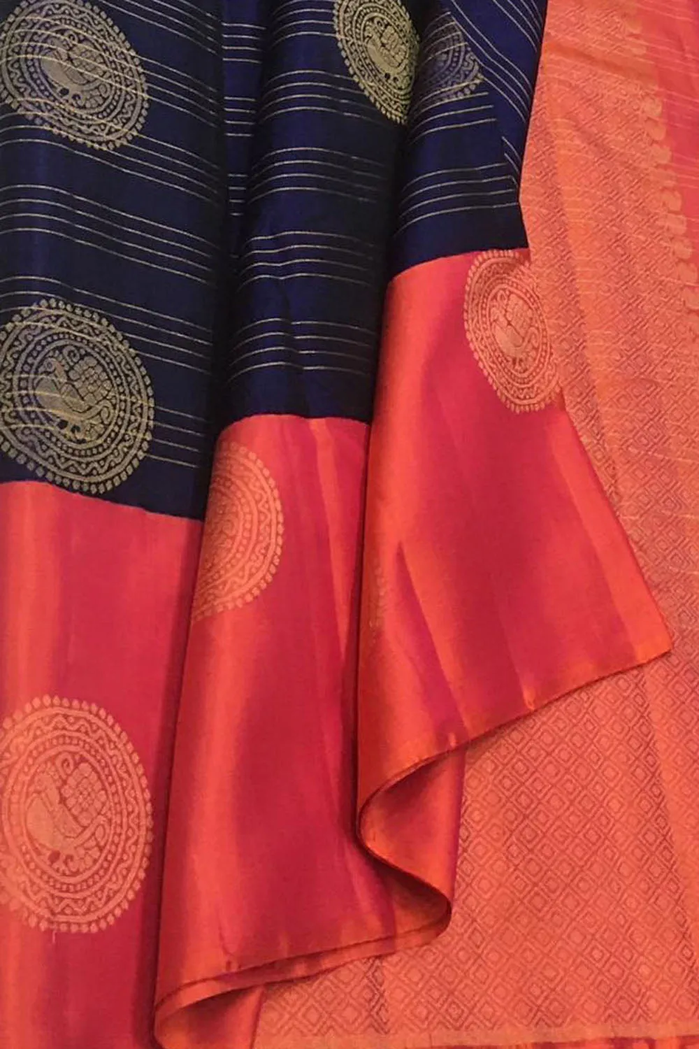 Exquisite Blue Handloom Kanjeevaram Silk Saree