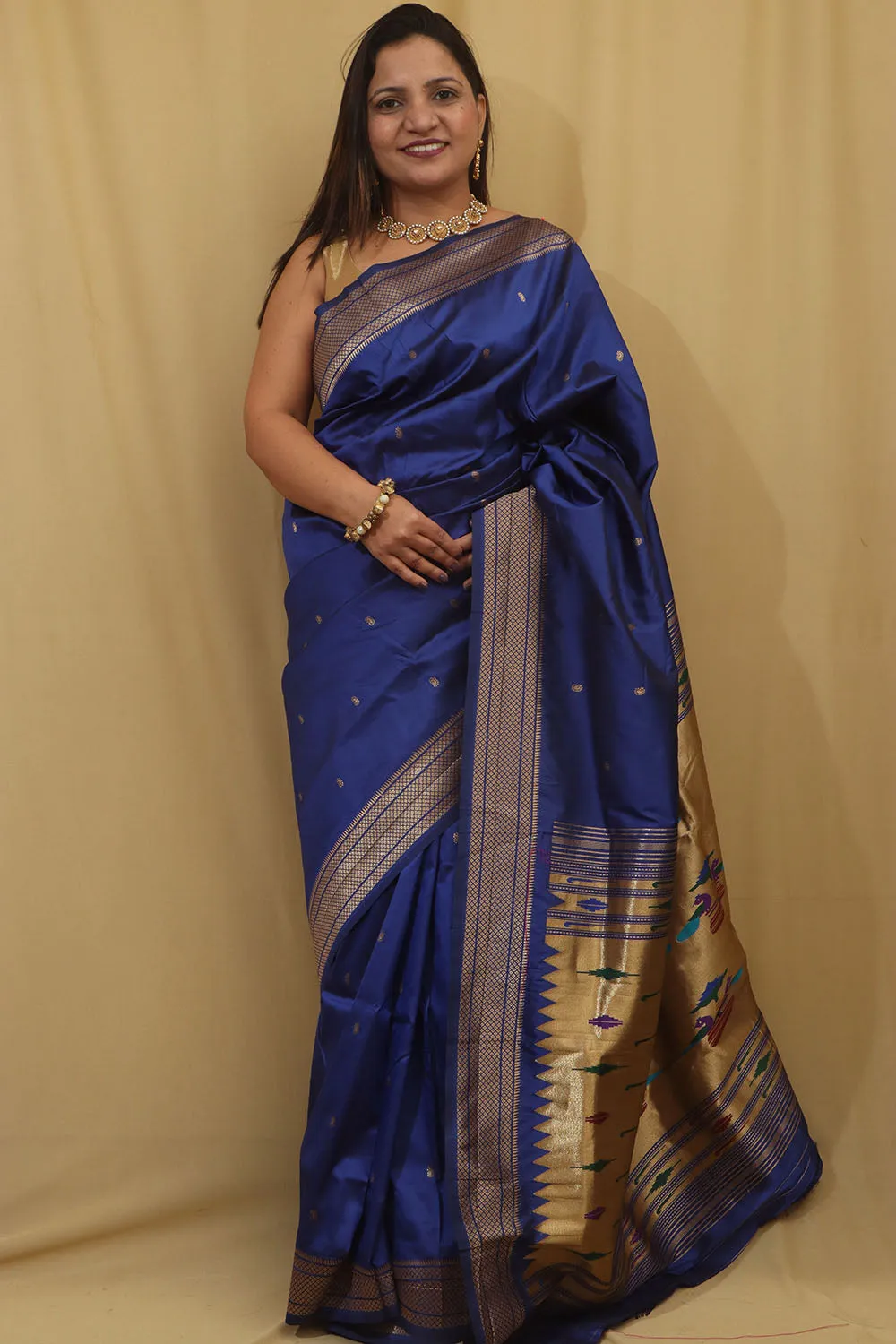 Exquisite Blue Paithani Silk Peacock Design Saree