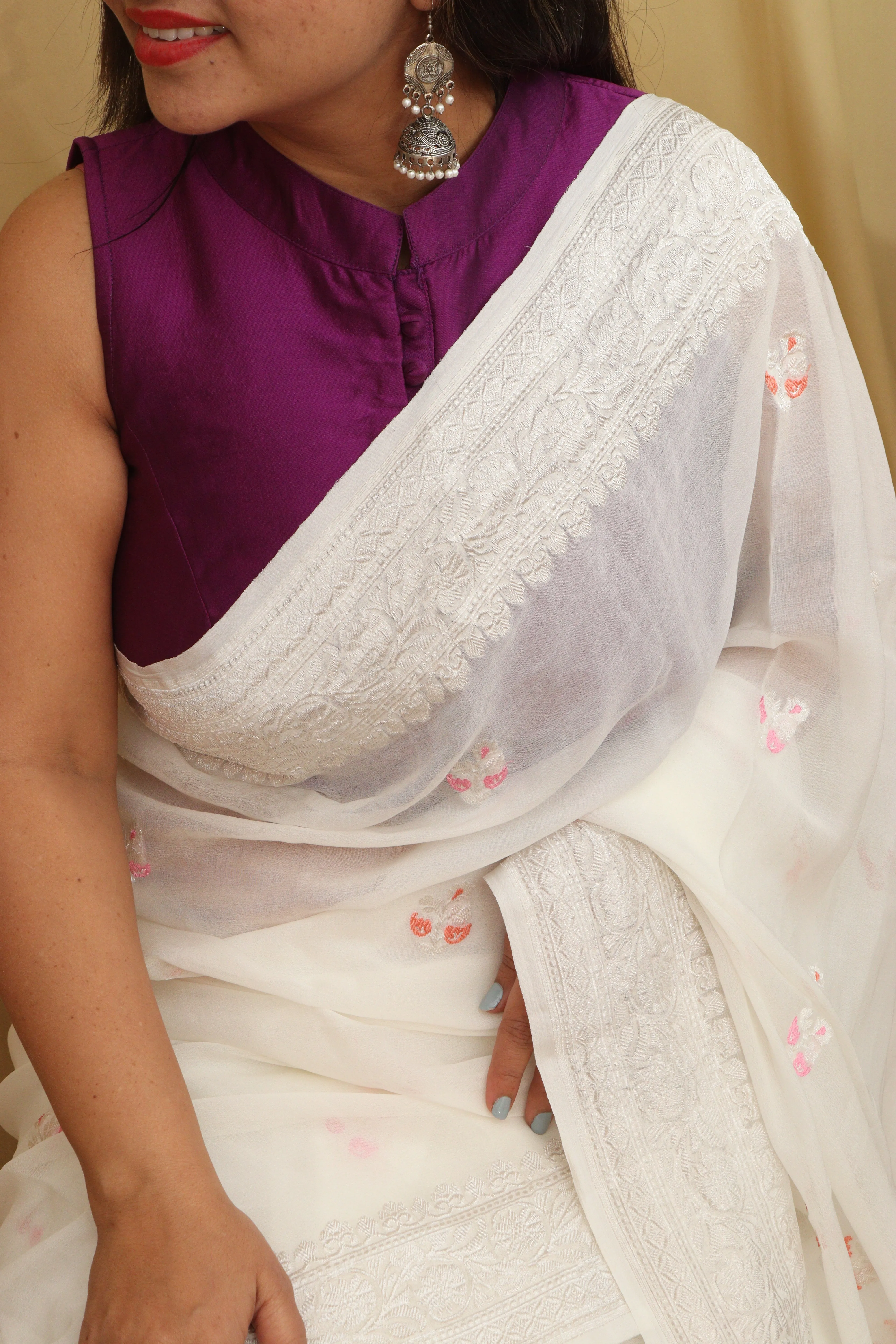 Exquisite Dyeable Banarasi Georgette Saree