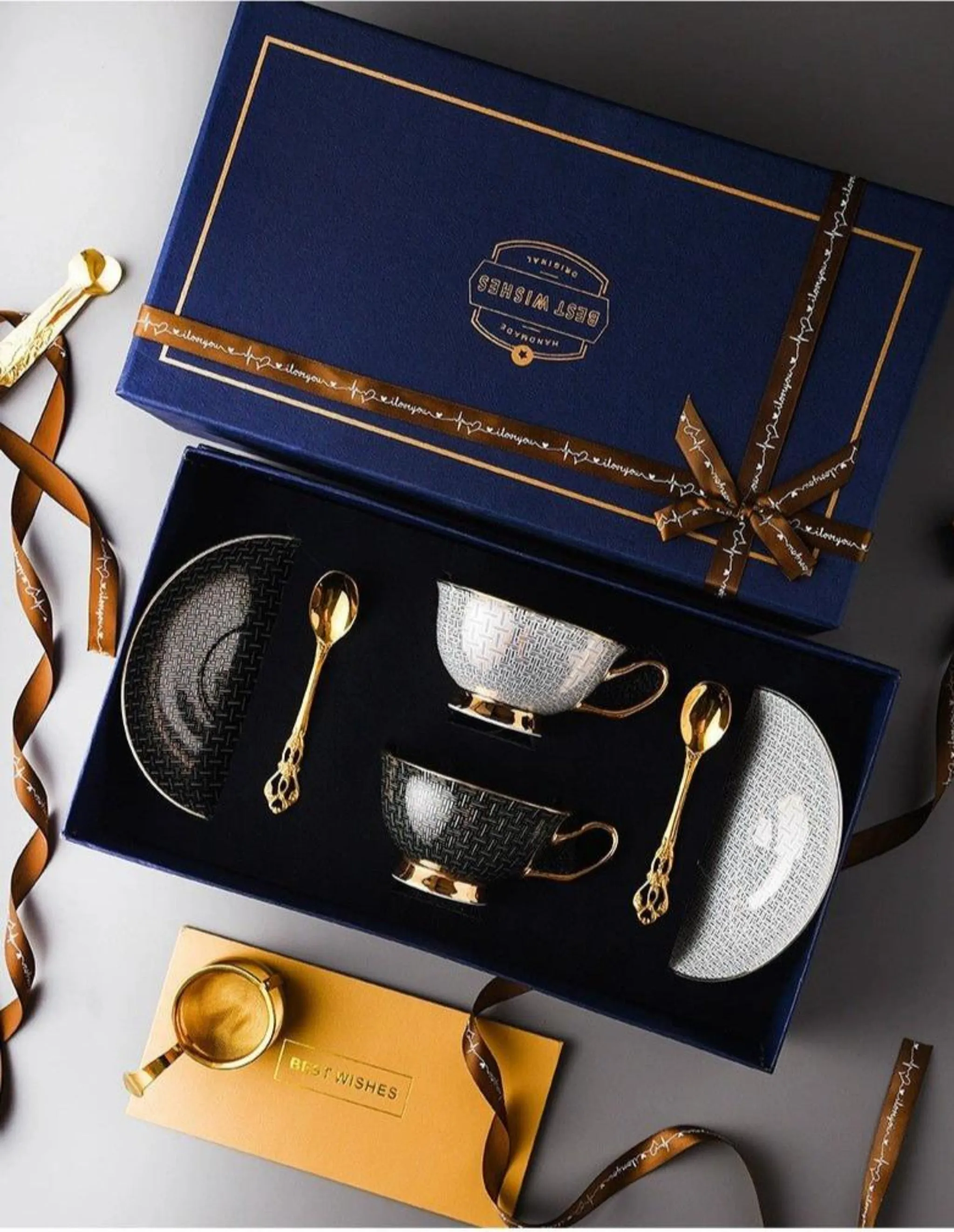 Exquisite European Bone China Coffee and Tea Cup Gift Set