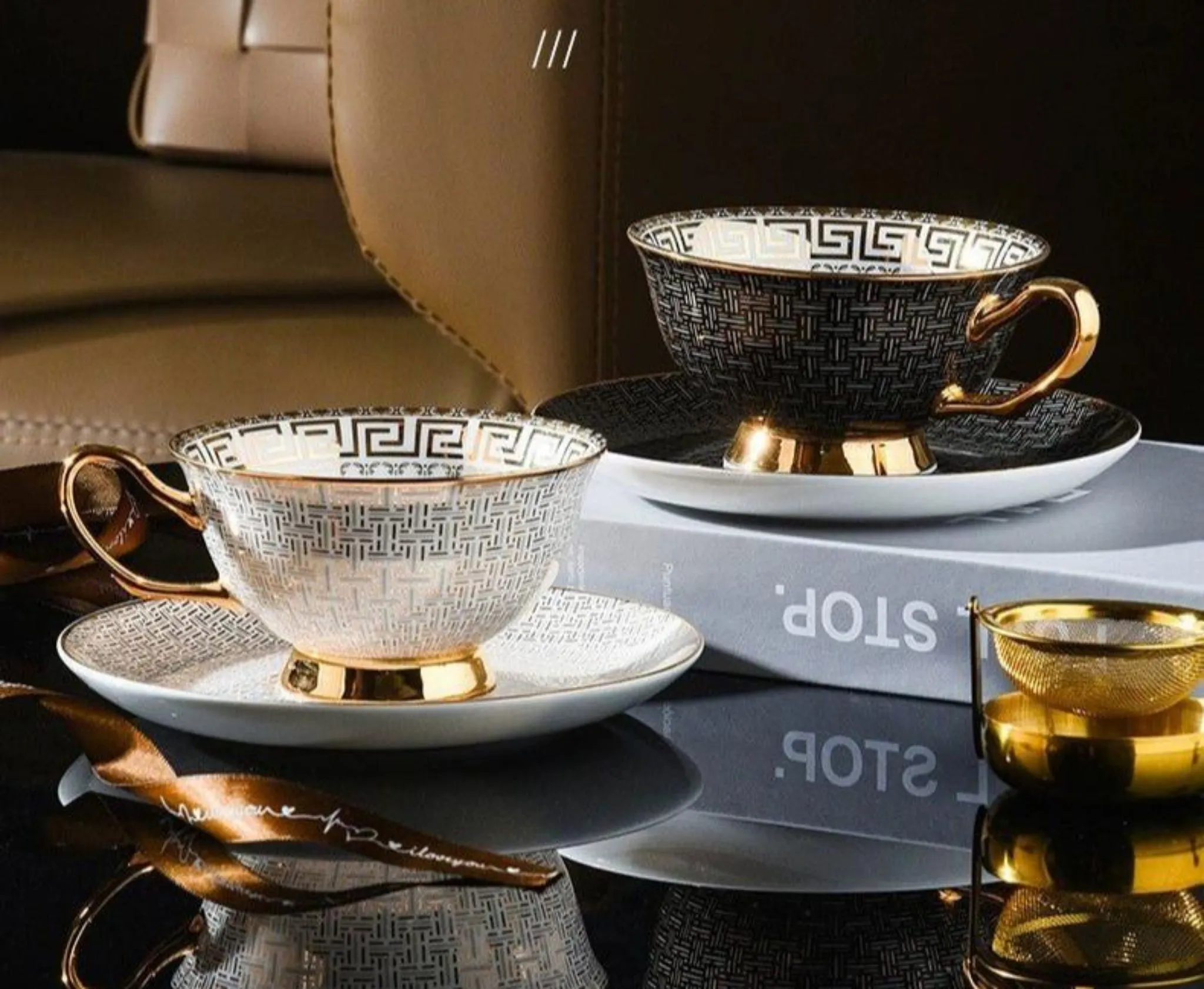 Exquisite European Bone China Coffee and Tea Cup Gift Set