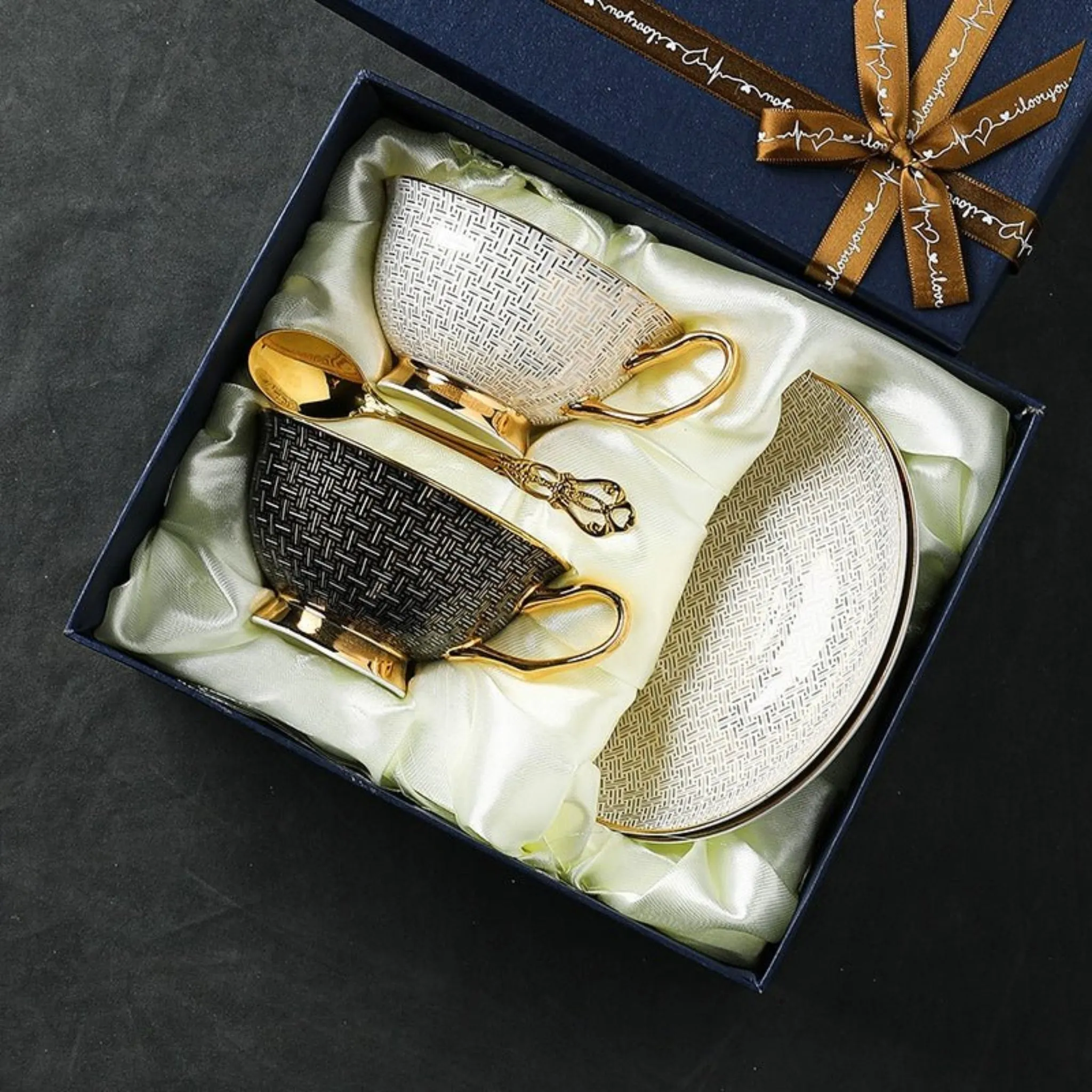 Exquisite European Bone China Coffee and Tea Cup Gift Set