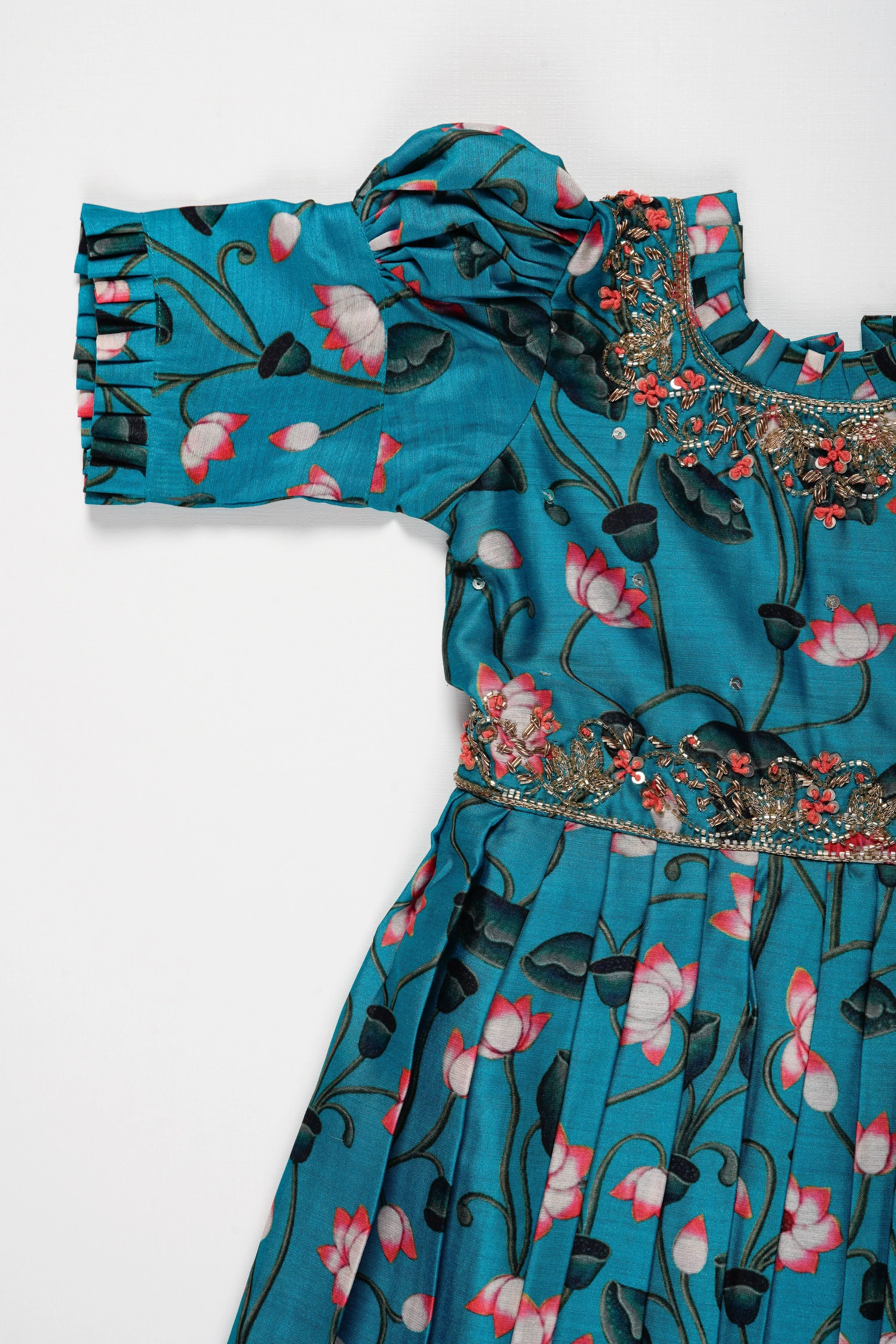 Exquisite Floral Embellished Anarkali Gown for Girls
