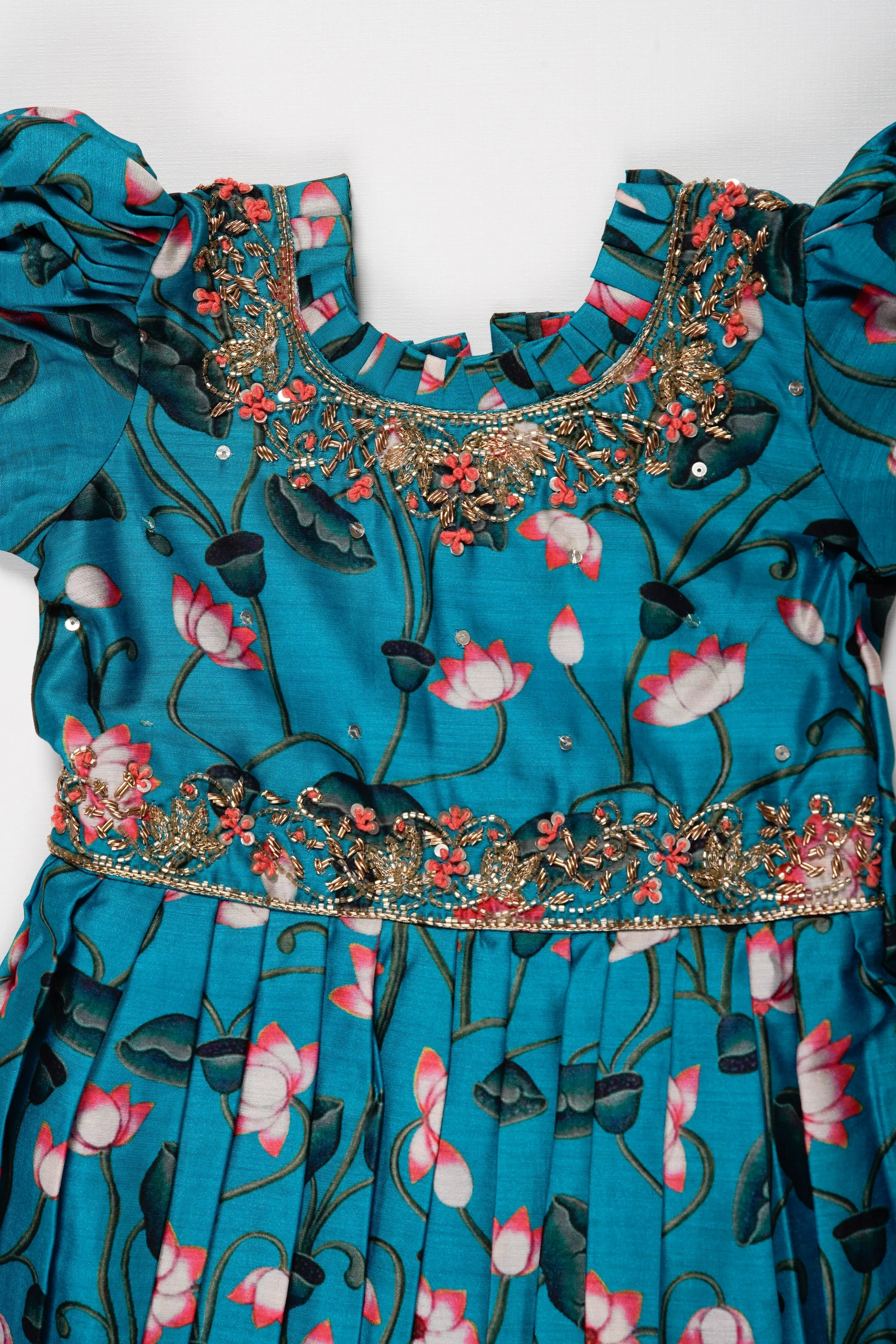 Exquisite Floral Embellished Anarkali Gown for Girls
