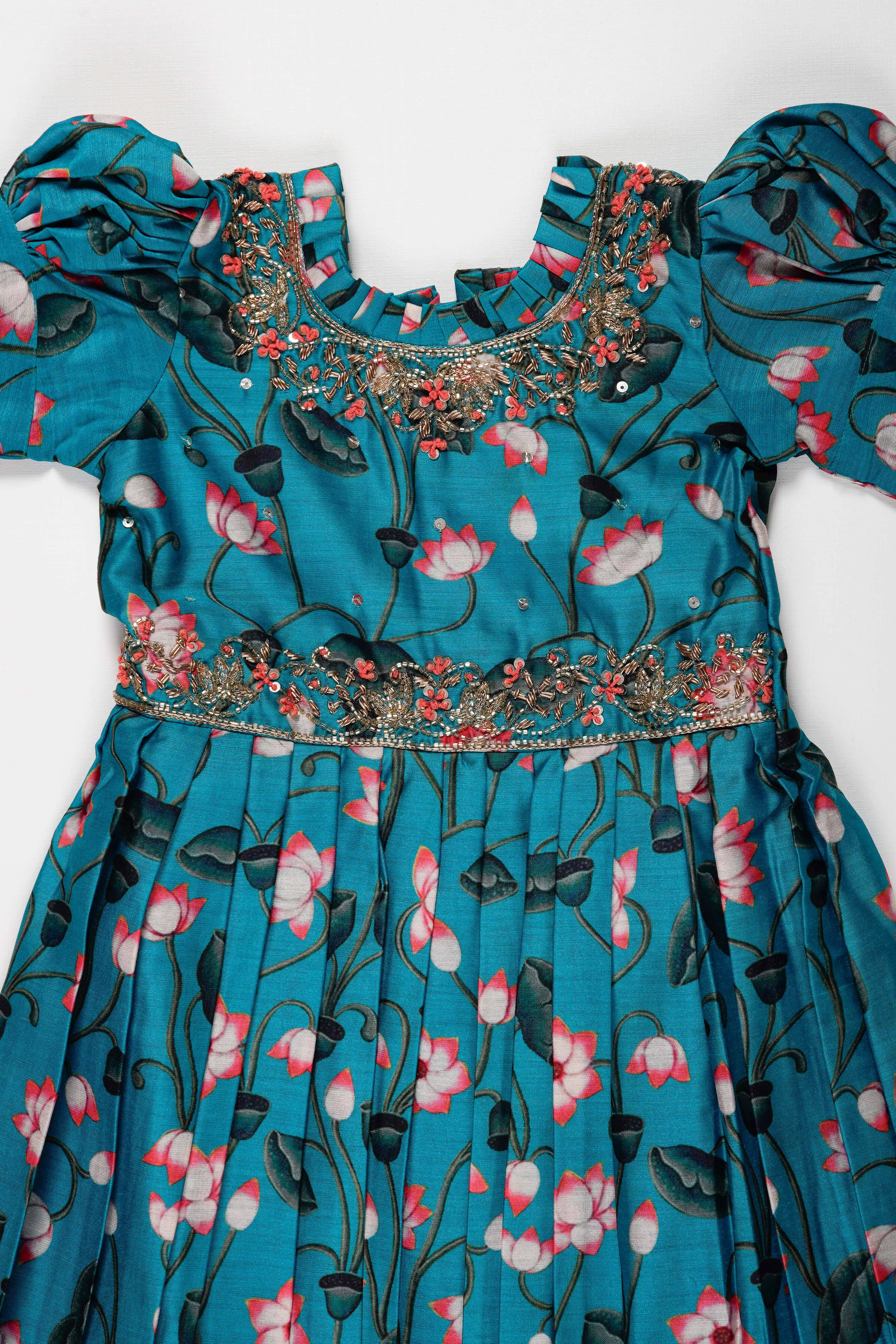 Exquisite Floral Embellished Anarkali Gown for Girls