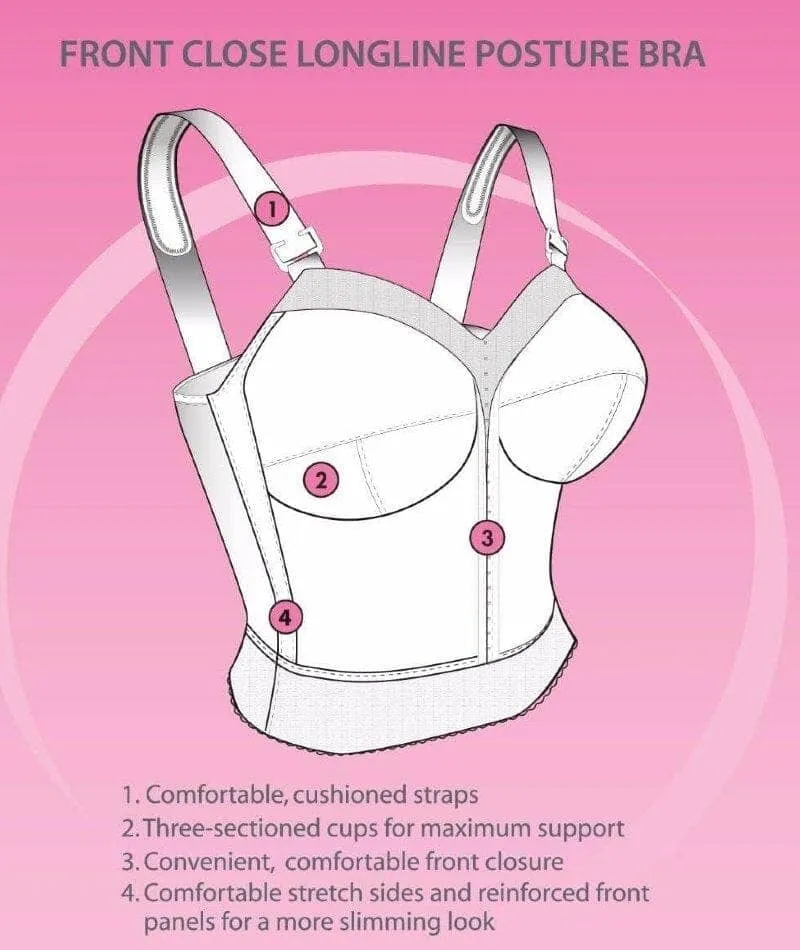 Exquisite Form Fully Front Close Longline Posture Wire-Free Bra - White