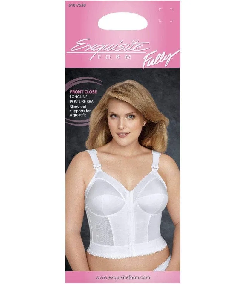 Exquisite Form Fully Front Close Longline Posture Wire-Free Bra - White