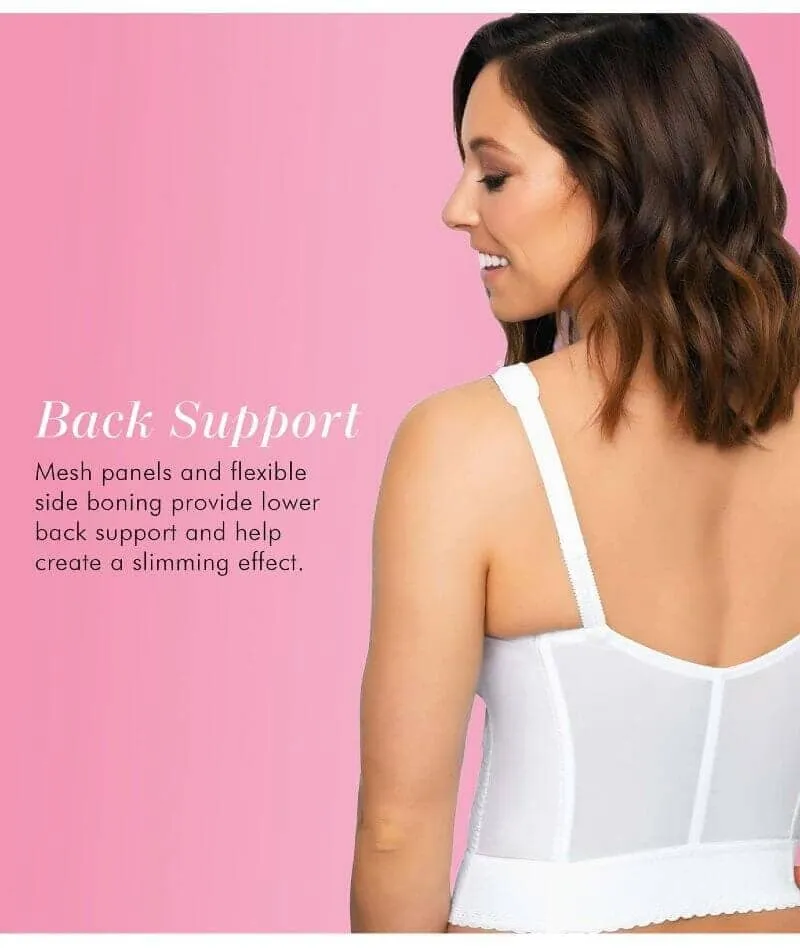 Exquisite Form Fully Front Close Longline Posture Wire-Free Bra - White