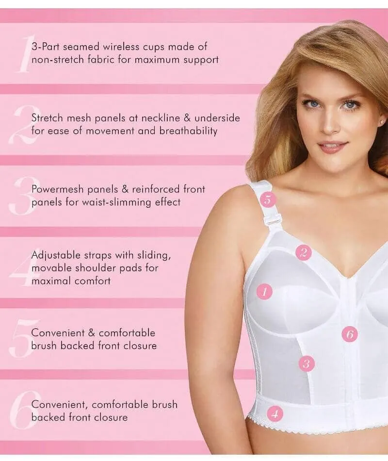 Exquisite Form Fully Front Close Longline Posture Wire-Free Bra - White