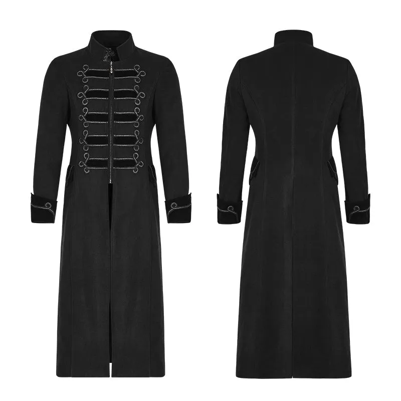 Exquisite Gorgeous Long Black Gothic Coat For Men