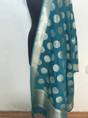 Exquisite Green Handwoven Banarasi Silk Dupatta