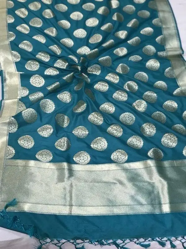 Exquisite Green Handwoven Banarasi Silk Dupatta