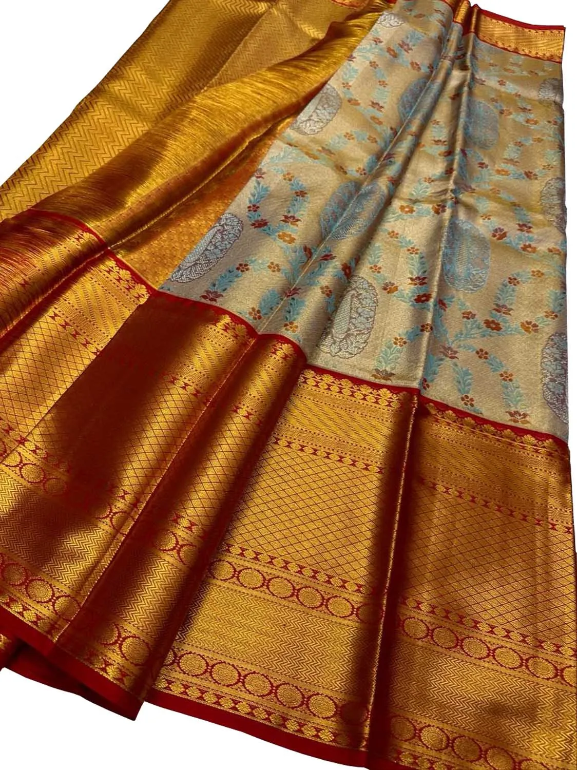 Exquisite Grey Kanjeevaram Silk Saree - Handloom Beauty