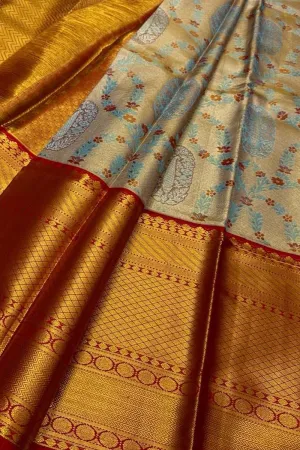 Exquisite Grey Kanjeevaram Silk Saree - Handloom Beauty
